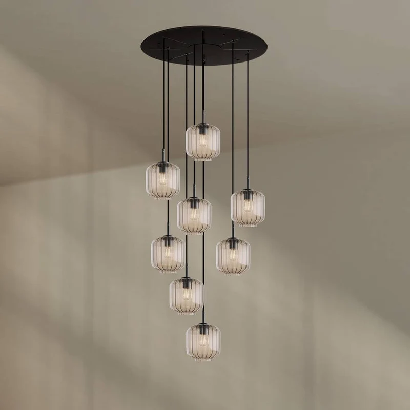 s.luce Velo Galerielampe 8-flammig Ø 80cm Baldachin Ø 20cm