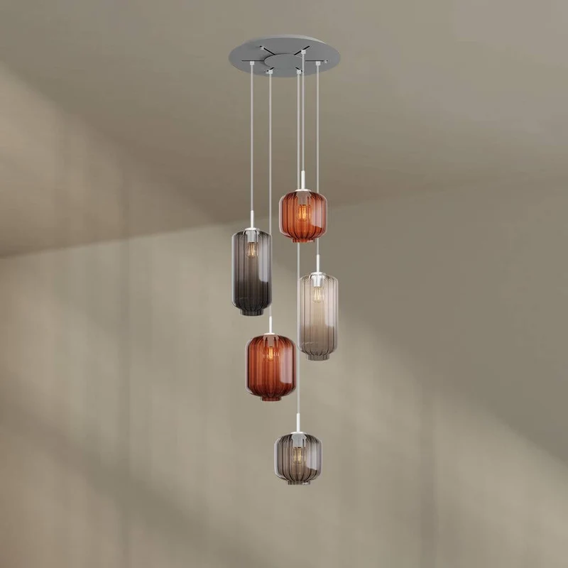 s.luce Velo Galerielampe 5-flammig Ø 60cm Baldachin Ø 18/20/25cm