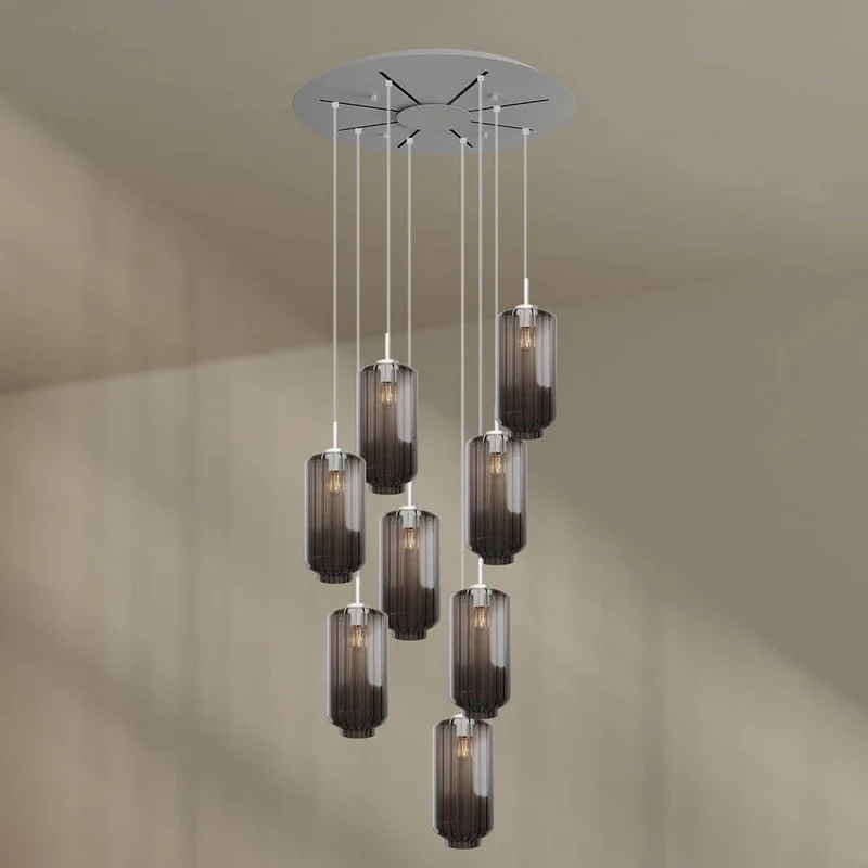 s.luce Velo 8-flammige Galerieleuchte Ø 80cm Baldachin Ø 18cm