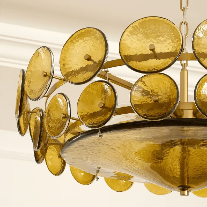Ronde Kroonluchter Groen Glas Verstelbare Ketting Plafondlamp Scandinavisch Design Woonkamer Eetkamer | Sansoti