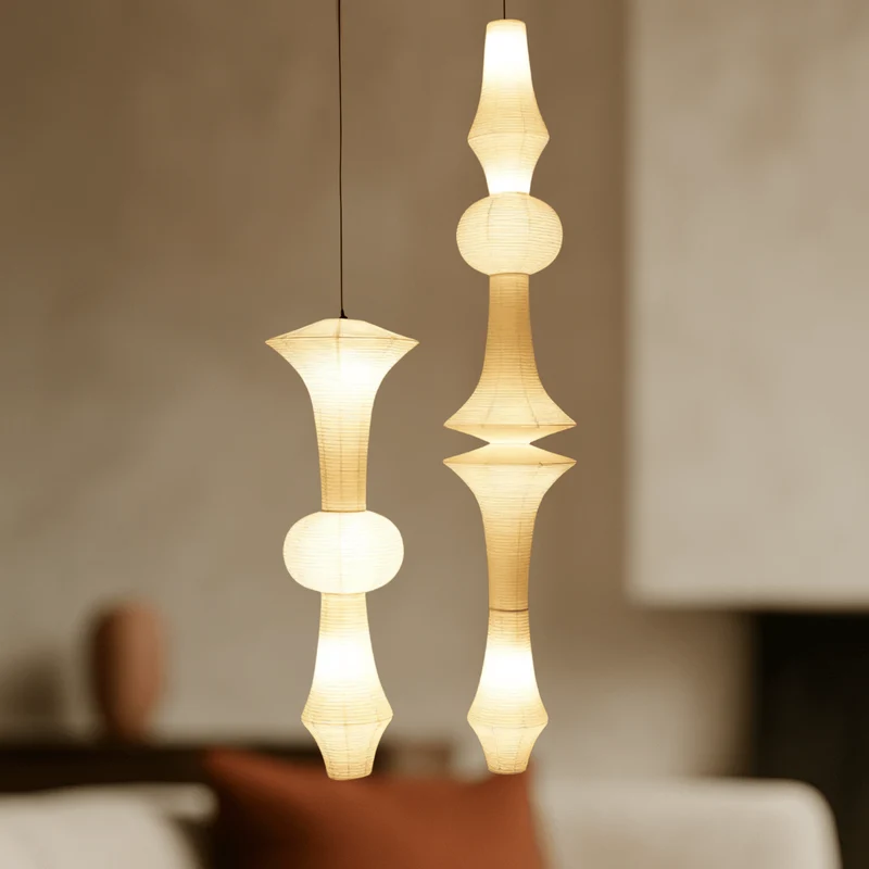 Hanglamp Japans Papier E27 LED Washi Plafondverlichting Beige Wit Sfeerverlichting Woonkamer Slaapkamer | Sansoti