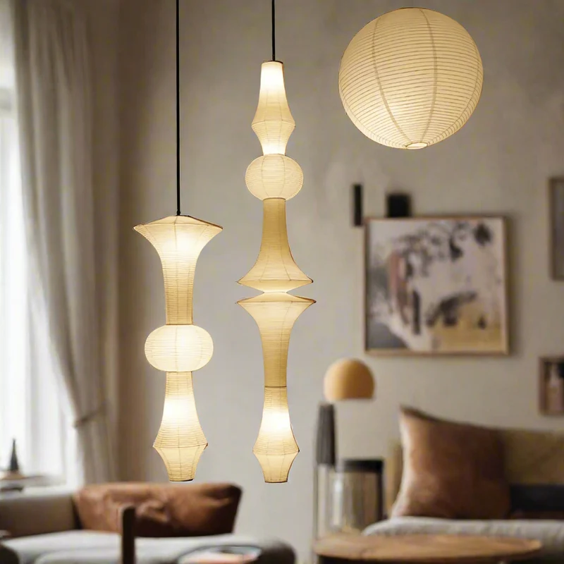 Hanglamp Japans Papier E27 LED Washi Plafondverlichting Beige Wit Sfeerverlichting Woonkamer Slaapkamer | Sansoti