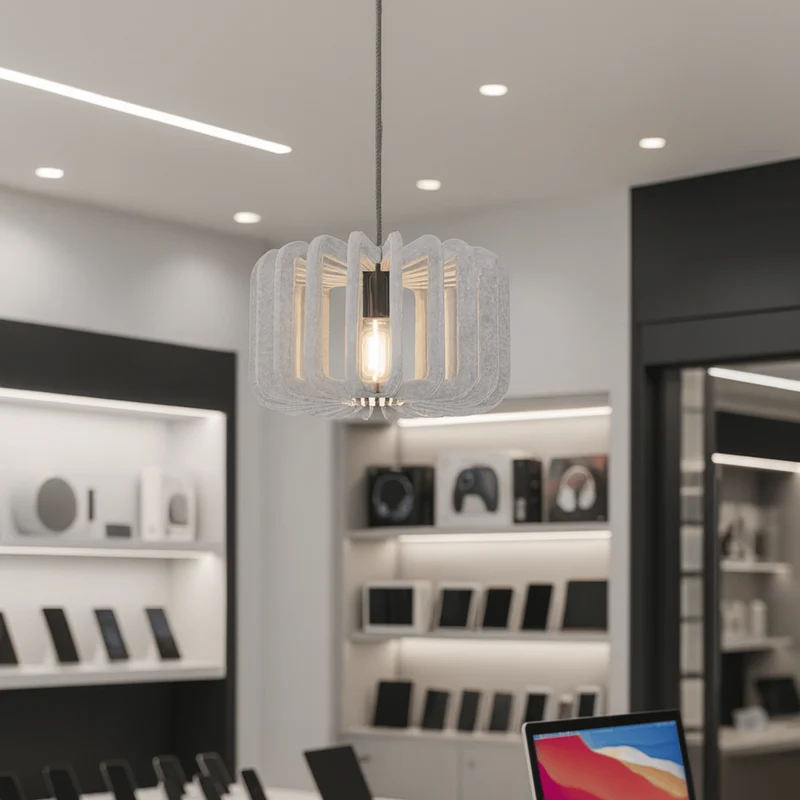 Akoestische Hanglamp met Viltscherm E27 | Design Verlichting Geluidsdemping voor Restaurant en Eetkamer 40 cm | Sansoti