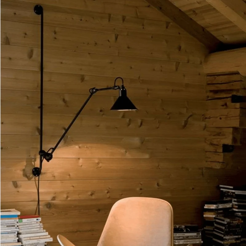 Verstelbare Wandlamp Zwart Metaal met Draaibare Arm 118cm voor Leeshoek Slaapkamer Werkplek Studeerkamer | Sansoti