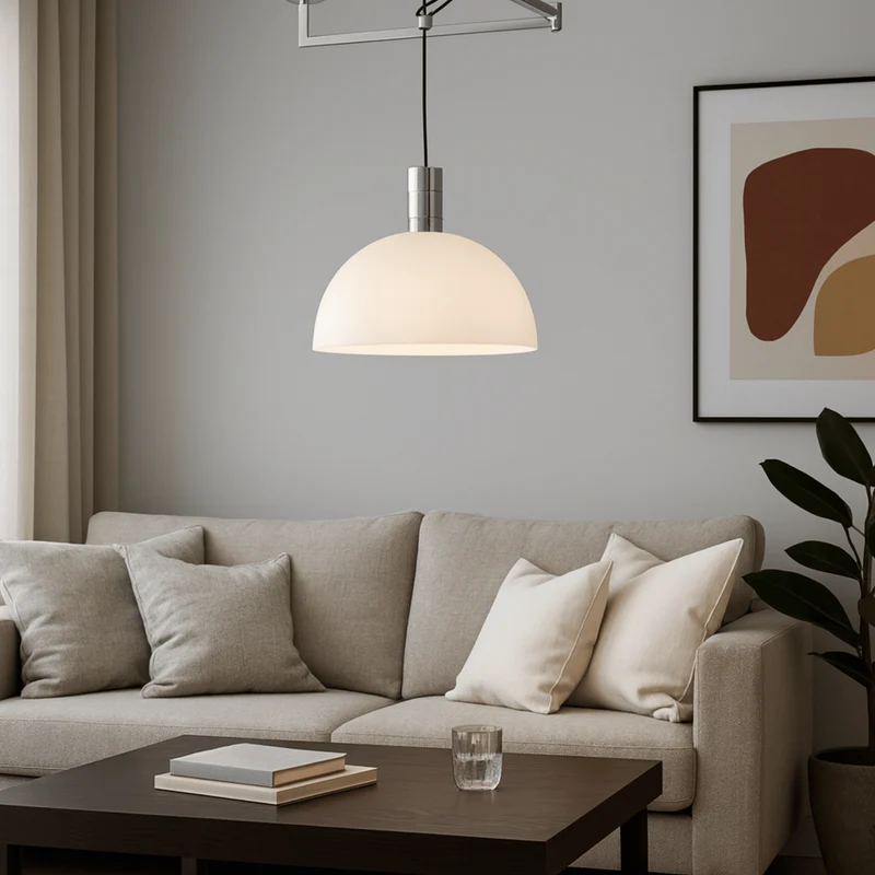 Verstelbare Hanglamp met Zwaaiarm Chroom Metaal 35cm Dimbaar Scandinavisch Design Keuken Eetkamer Woonkamer | Sansoti