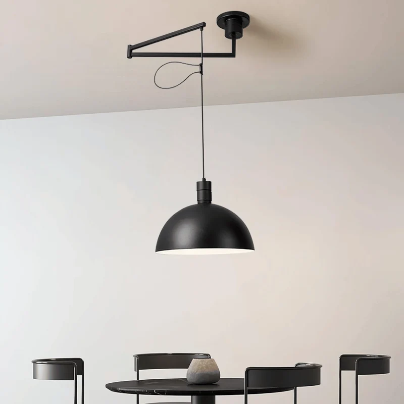 Verstelbare Hanglamp met Zwaaiarm Chroom Metaal 35cm Dimbaar Scandinavisch Design Keuken Eetkamer Woonkamer | Sansoti