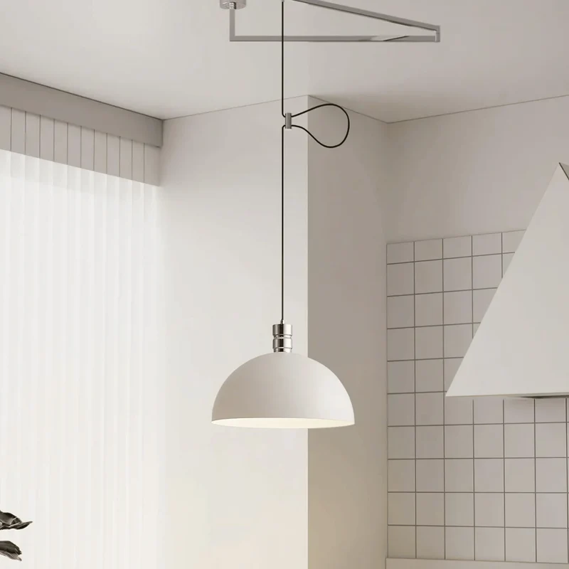 Verstelbare Hanglamp met Zwaaiarm Chroom Metaal 35cm Dimbaar Scandinavisch Design Keuken Eetkamer Woonkamer | Sansoti