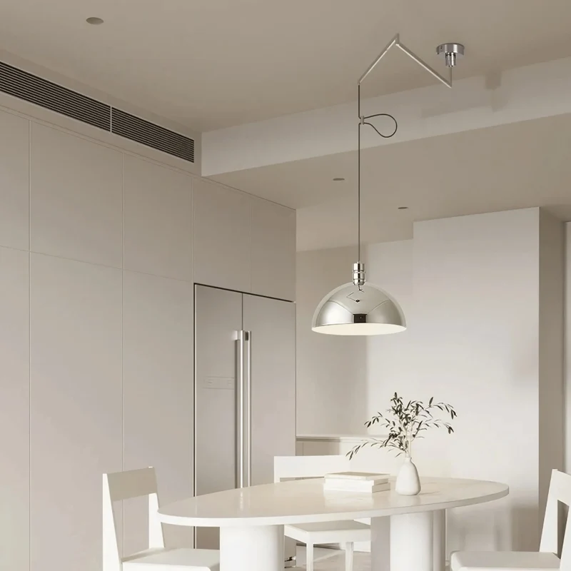 Verstelbare Hanglamp met Zwaaiarm Chroom Metaal 35cm Dimbaar Scandinavisch Design Keuken Eetkamer Woonkamer | Sansoti