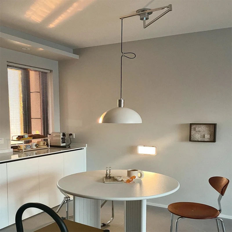 Verstelbare Hanglamp met Zwaaiarm Chroom Metaal 35cm Dimbaar Scandinavisch Design Keuken Eetkamer Woonkamer | Sansoti