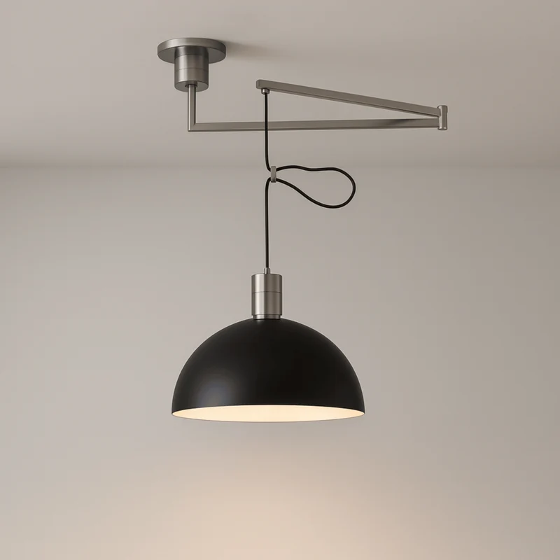 Verstelbare Hanglamp met Zwaaiarm Chroom Metaal 35cm Dimbaar Scandinavisch Design Keuken Eetkamer Woonkamer | Sansoti
