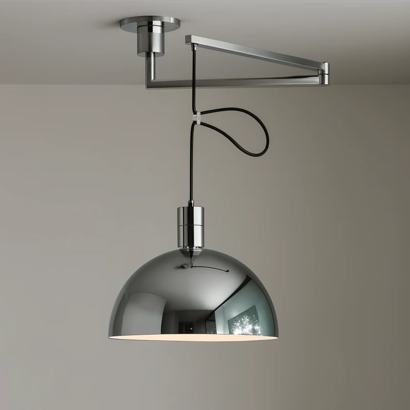 Verstelbare Hanglamp met Zwaaiarm Chroom Metaal 35cm Dimbaar Scandinavisch Design Keuken Eetkamer Woonkamer | Sansoti