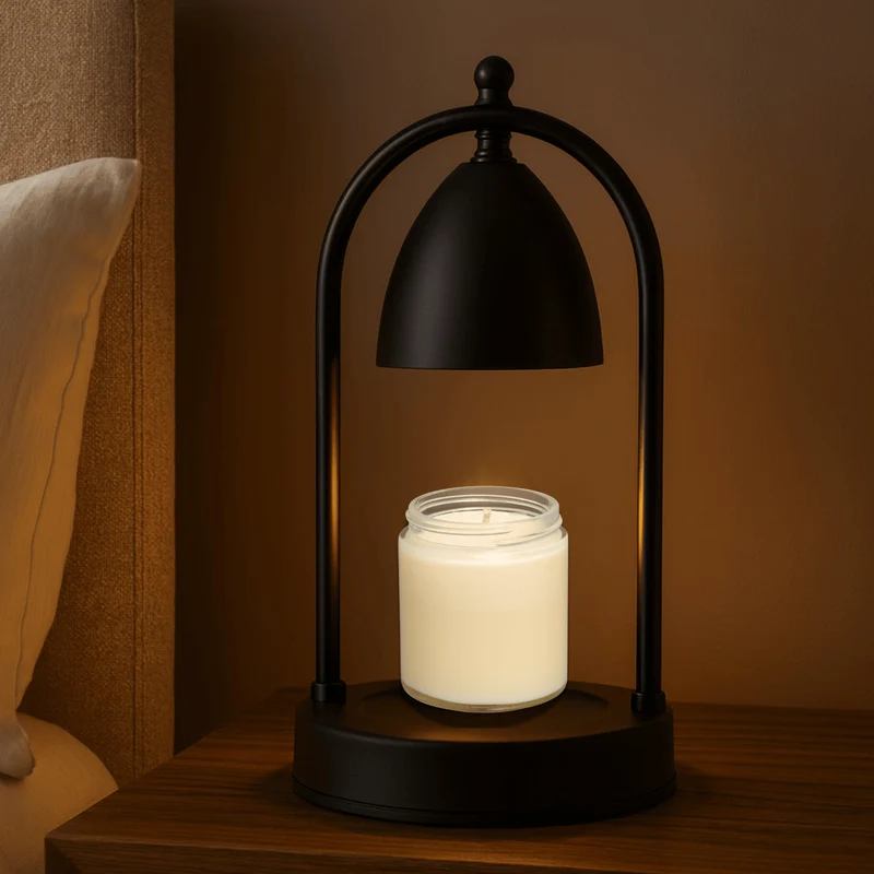 Kaarsenwarmer Lamp Glas Hout Dimbaar Timer Geurverspreiding Vlamloze Sfeerlicht Aromatherapie Tafellamp | Sansoti