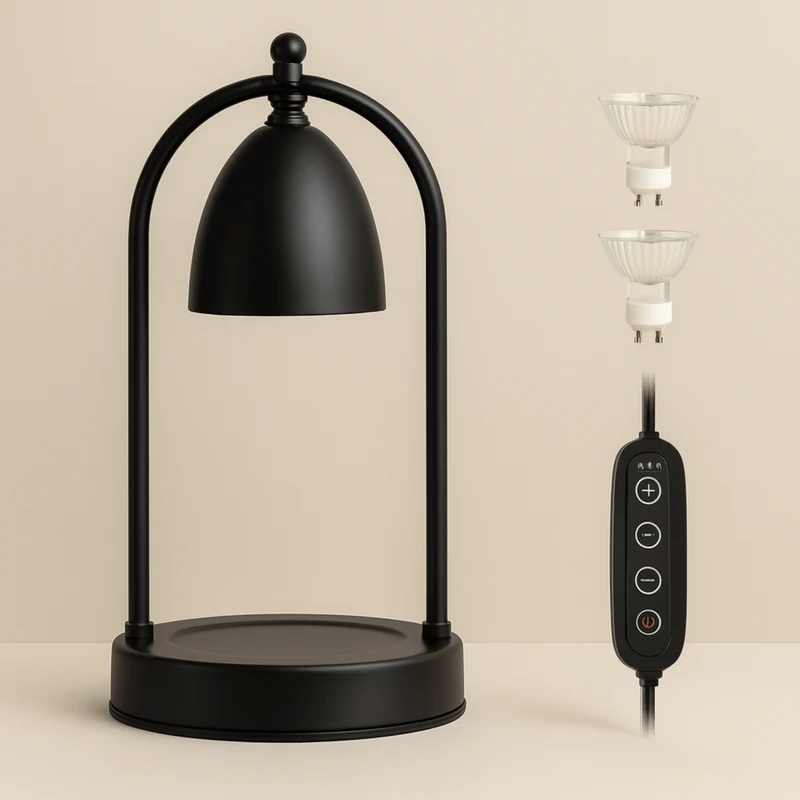 Kaarsenwarmer Lamp Glas Hout Dimbaar Timer Geurverspreiding Vlamloze Sfeerlicht Aromatherapie Tafellamp | Sansoti