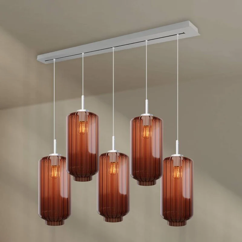 s.luce Velo Esstischleuchte 5-flammig 160cm Baldachin Ø 18cm
