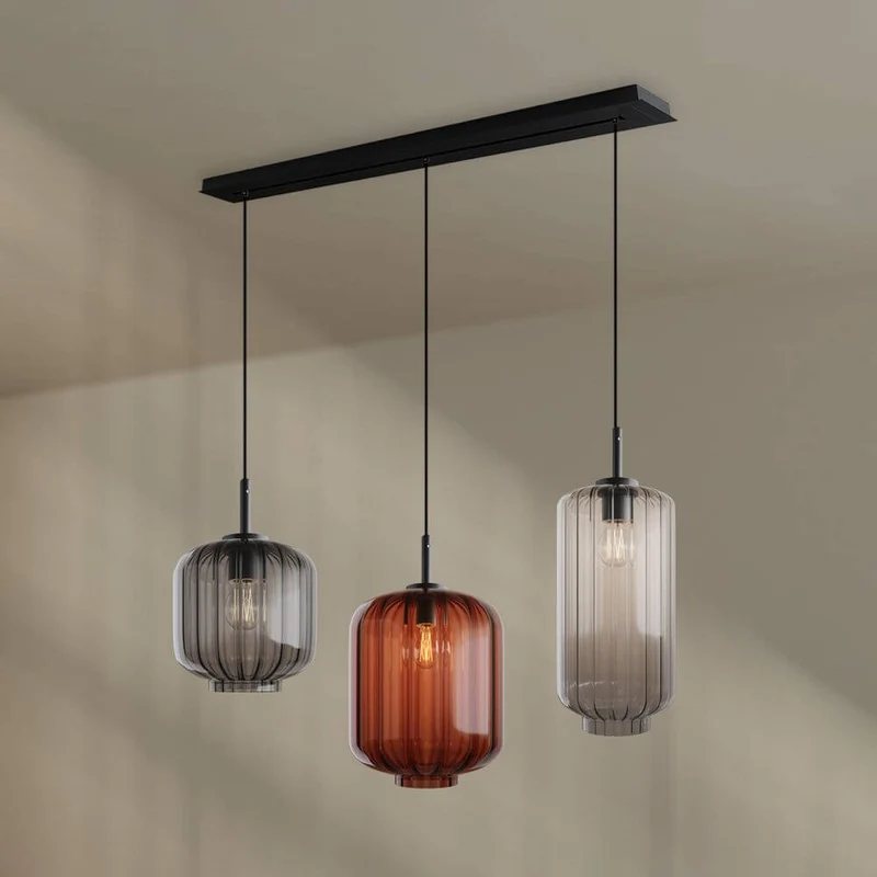 s.luce Velo Esstisch-Hängelampe 3-flammig 120cm Ø 18/20/25cm