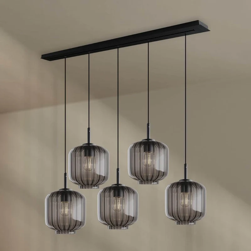 s.luce Velo Esstischlampe 5-flammig 160cm Baldachin Ø 20cm