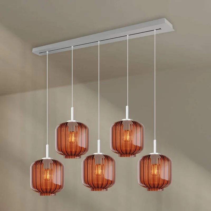 s.luce Velo Esstischlampe 5-flammig 160cm Baldachin Ø 20cm