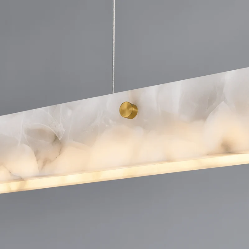 Lineaire Hanglamp Marmer Goudkleurig Design Eetkamerlamp Natuursteen LED Verlichting Keukeneiland Eettafel | Sansoti