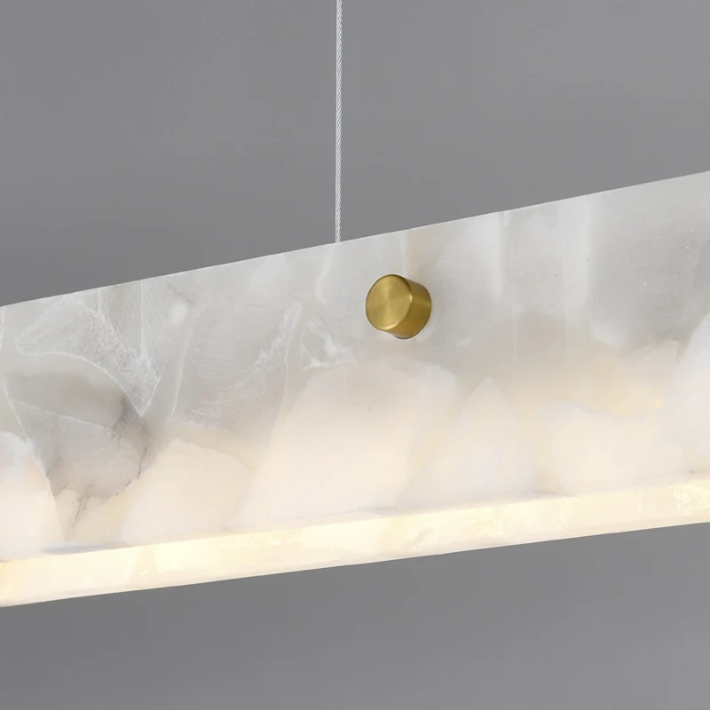 Lineaire Hanglamp Marmer Goudkleurig Design Eetkamerlamp Natuursteen LED Verlichting Keukeneiland Eettafel | Sansoti