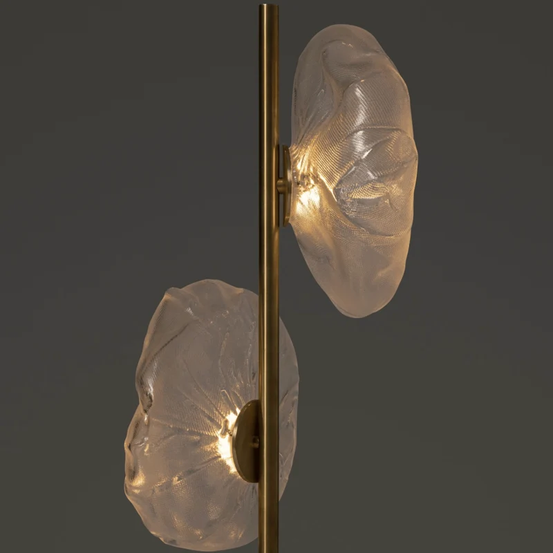 Sculptural vloerlamp met glazen kappen metalen frame moderne woonkamer slaapkamer sfeerverlichting design | Sansoti