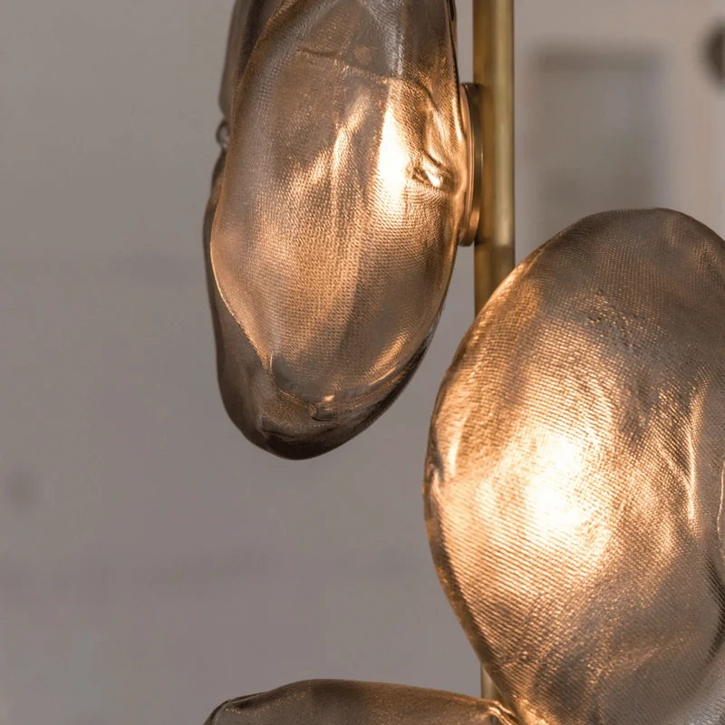 Sculptural vloerlamp met glazen kappen metalen frame moderne woonkamer slaapkamer sfeerverlichting design | Sansoti