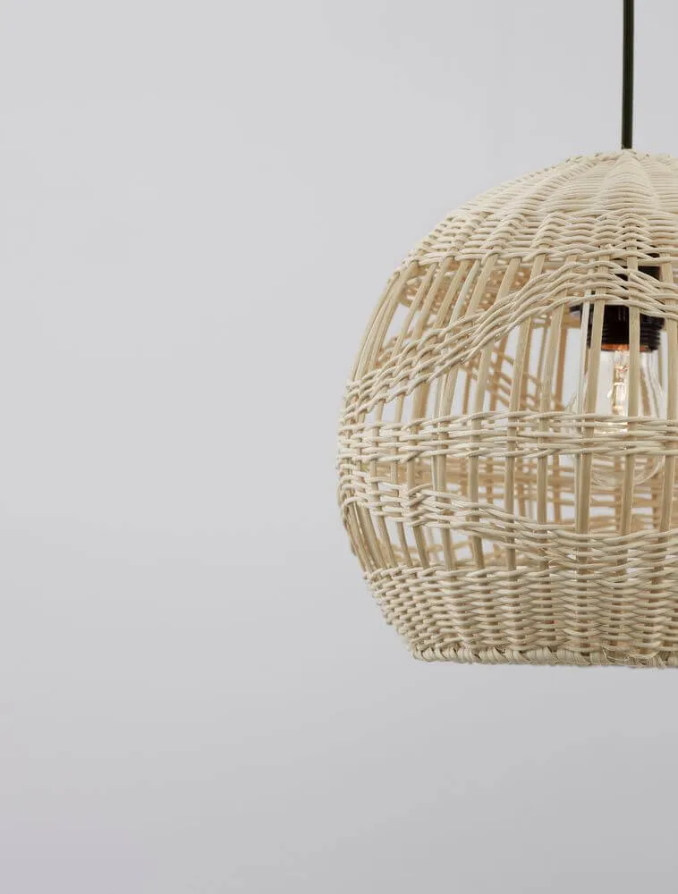 Marlo Pendelleuchte Kuppel Beige Rattan