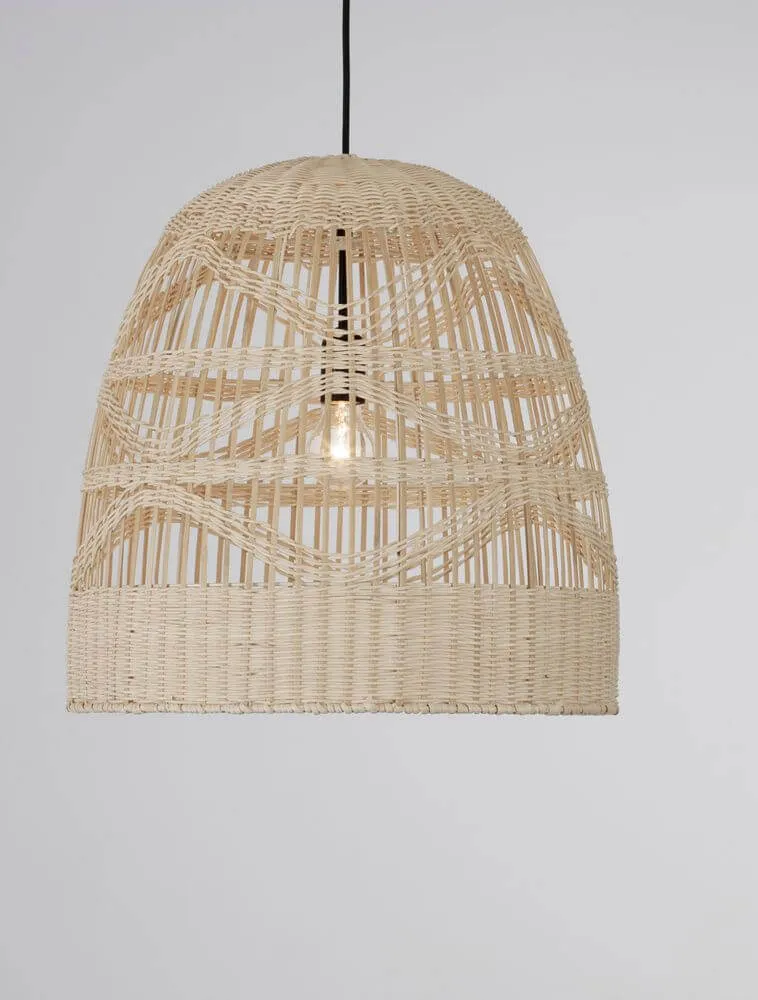 Marlo Pendelleuchte Glocke Beige Rattan