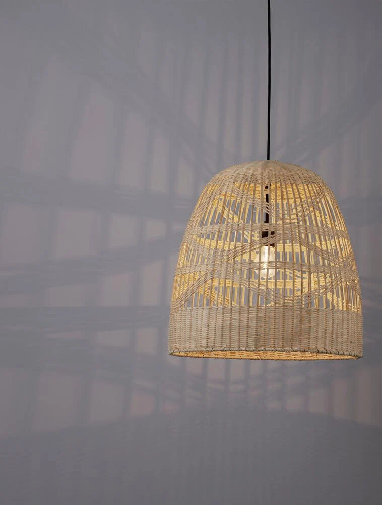 Marlo Pendelleuchte Glocke Beige Rattan