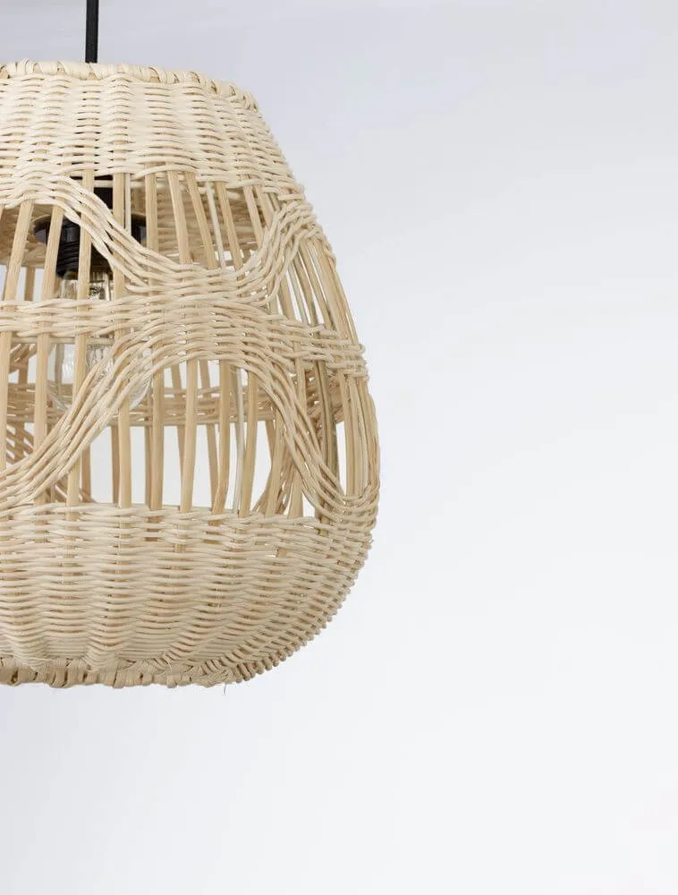 Marlo Pendelleuchte Birne Beige Rattan