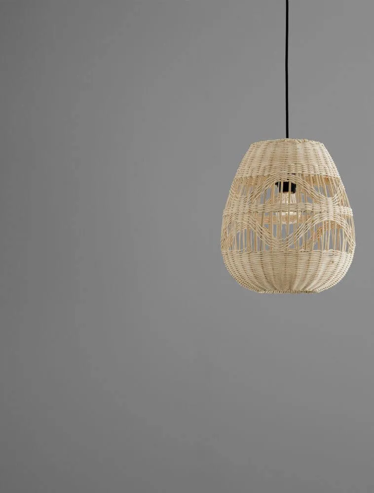 Marlo Pendelleuchte Birne Beige Rattan