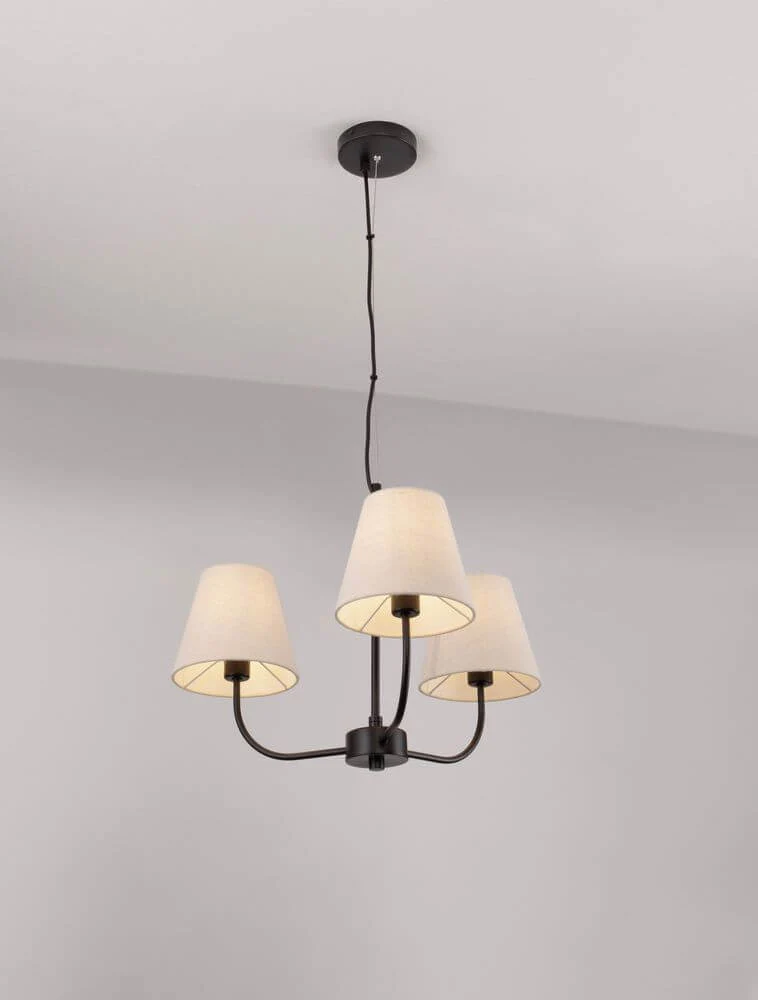 Moist Pendelleuchte 3-flammig Ø 52cm Schwarz, Beige