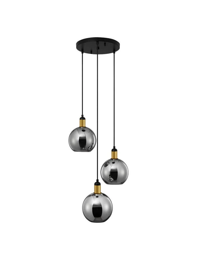 Mirro Pendelleuchte 3-flammig Ø 30cm Gold, Schwarz, Rauch