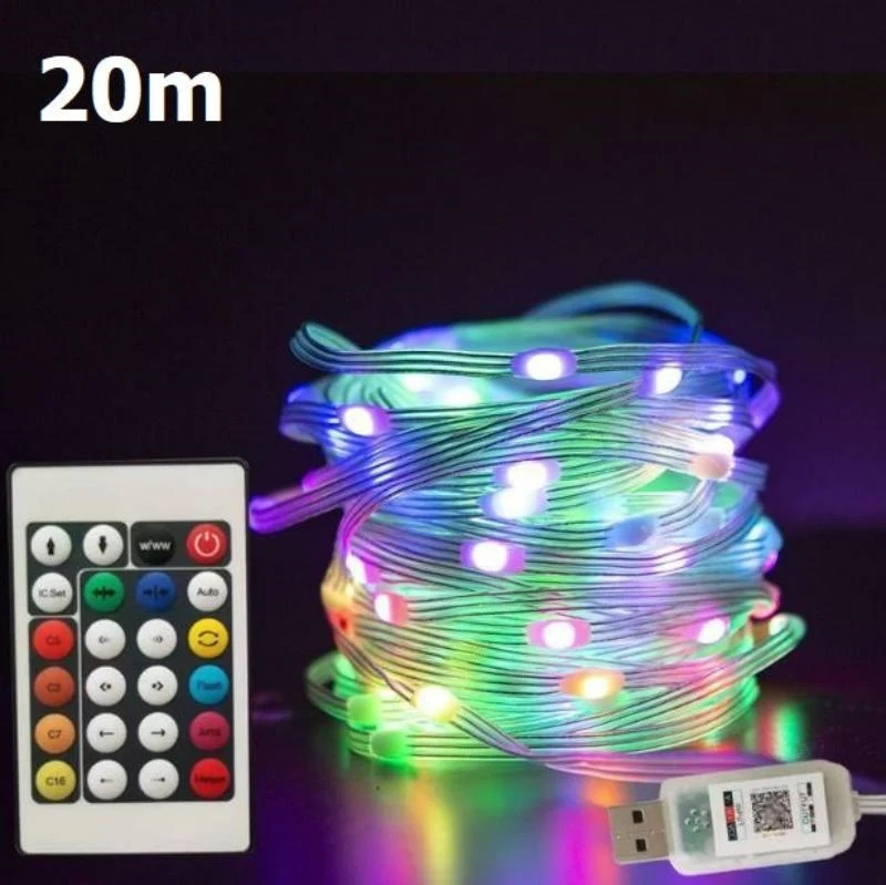 LED Snoerverlichting met Muziekfunctie Afstandsbediening Kleurrijk Smart Lichtdecoratie voor Feesten Buiten | Sansoti