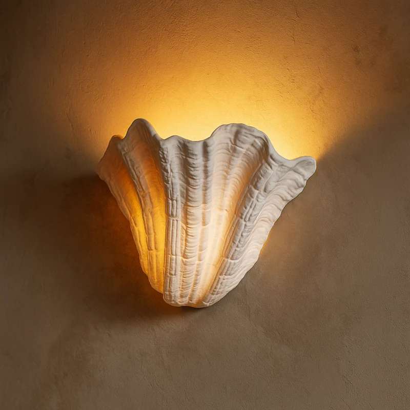 Gipsen Schelp Wandlamp G9 LED Wabi-Sabi Barok Sculptuur Sfeerlicht Warm Wit Design Interieur Wandverlichting | Sansoti