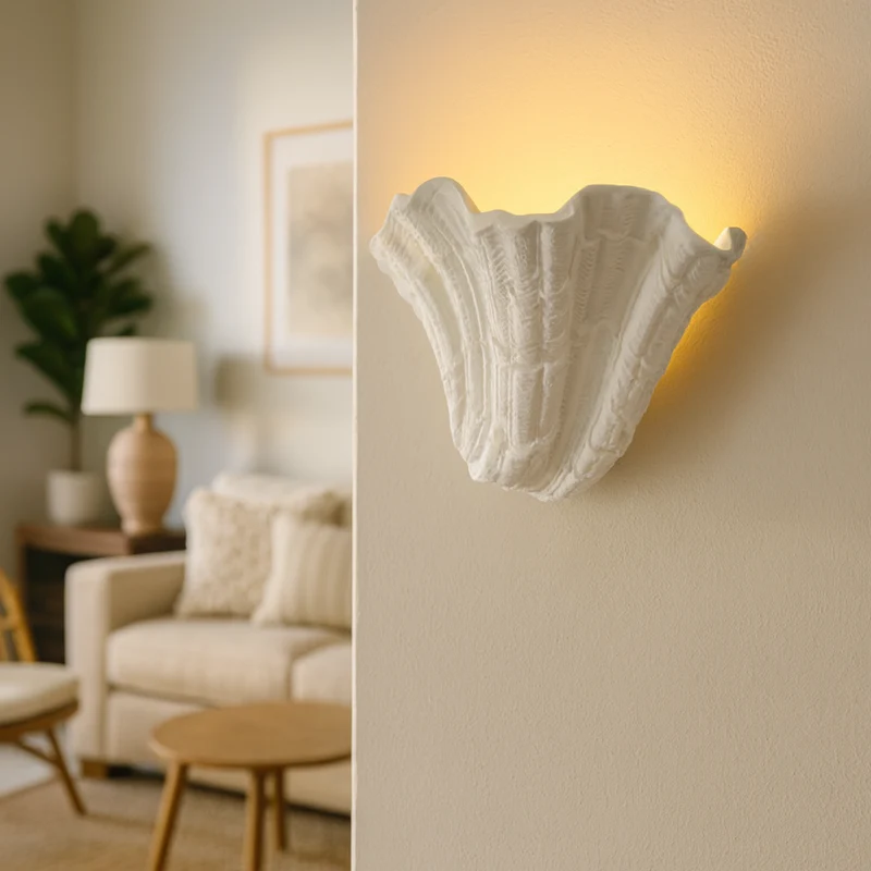 Gipsen Schelp Wandlamp G9 LED Wabi-Sabi Barok Sculptuur Sfeerlicht Warm Wit Design Interieur Wandverlichting | Sansoti