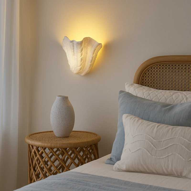 Gipsen Schelp Wandlamp G9 LED Wabi-Sabi Barok Sculptuur Sfeerlicht Warm Wit Design Interieur Wandverlichting | Sansoti