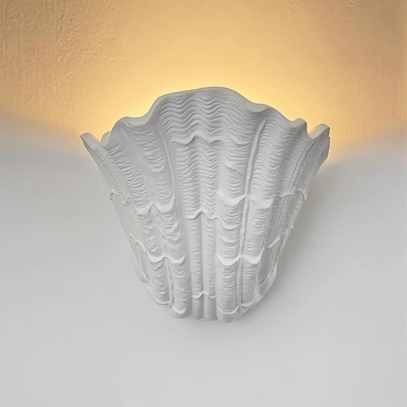 Gipsen Schelp Wandlamp G9 LED Wabi-Sabi Barok Sculptuur Sfeerlicht Warm Wit Design Interieur Wandverlichting | Sansoti