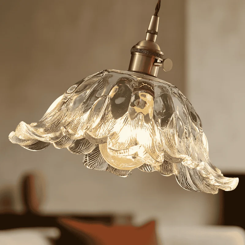 Hanglamp Notenhout met Glas en Messing Sfeerverlichting voor Eetkamer Keuken Woonkamer Vintage Retro Stijl | Sansoti