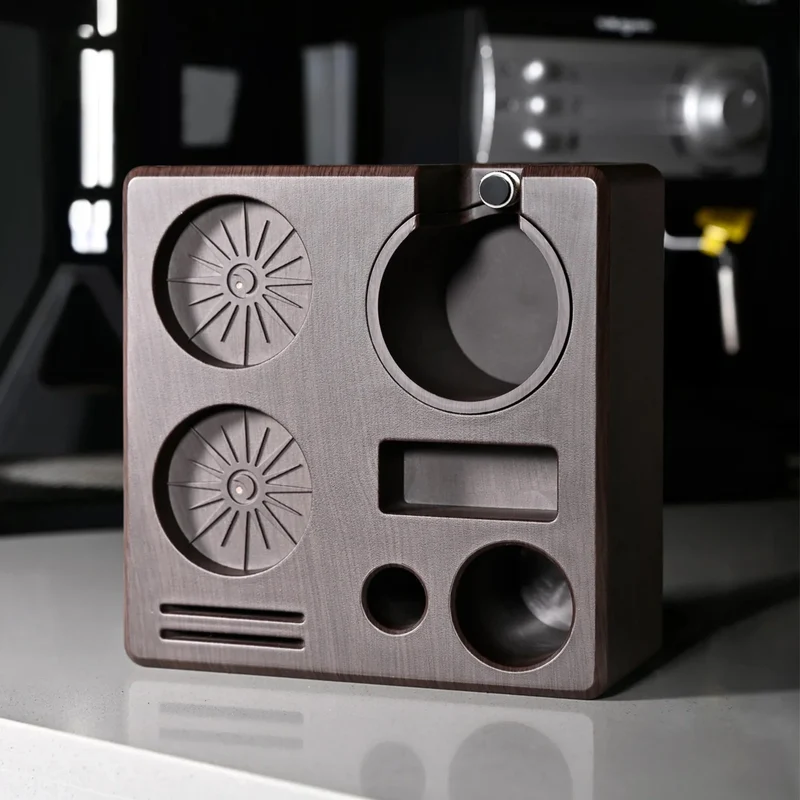 Espresso Tamping Station met Gereedschapshouder Zwart Wit Houtlook Organizer Koffie Barista Accessoires | Sansoti