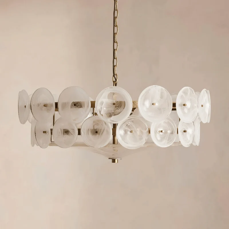Kroonluchter Glazen Schijven Hanglamp Ring Goud Zwart Chroom Verstelbaar Eetkamer Woonkamer Modern Scandinavisch | Sansoti