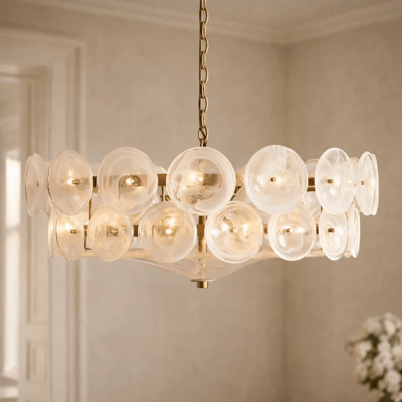 Kroonluchter Glazen Schijven Hanglamp Ring Goud Zwart Chroom Verstelbaar Eetkamer Woonkamer Modern Scandinavisch | Sansoti