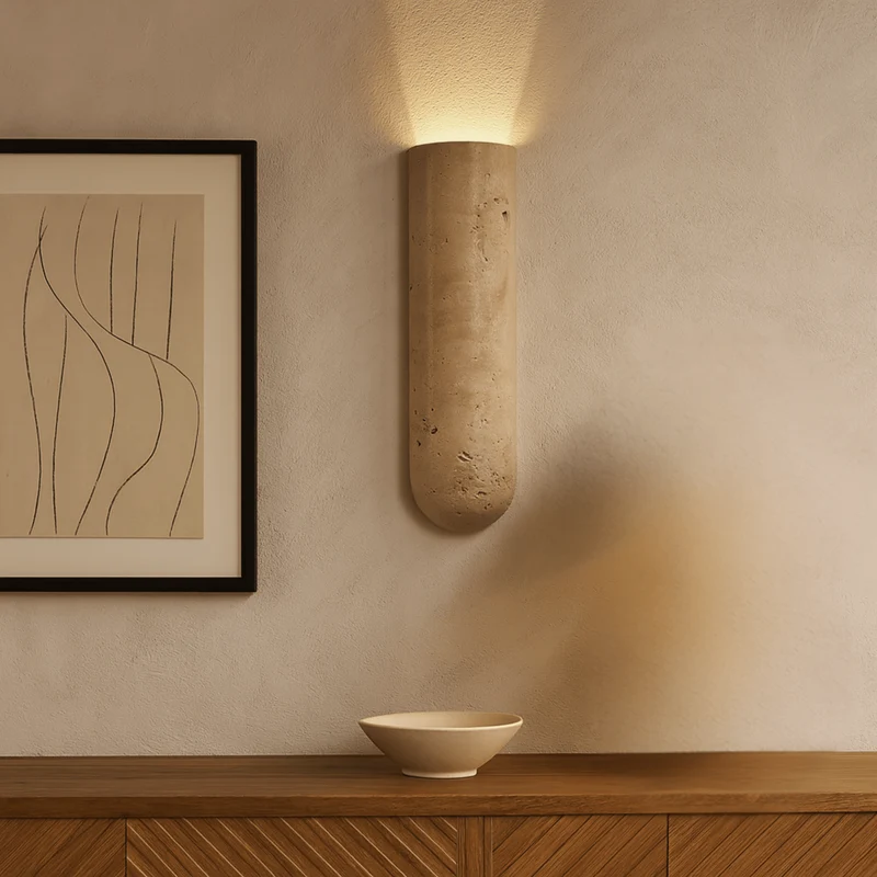 Wandlamp Travertijn Natuursteen met LED G9 Beige Warm Licht Slaapkamer Gang Woonkamer Wandverlichting | Sansoti