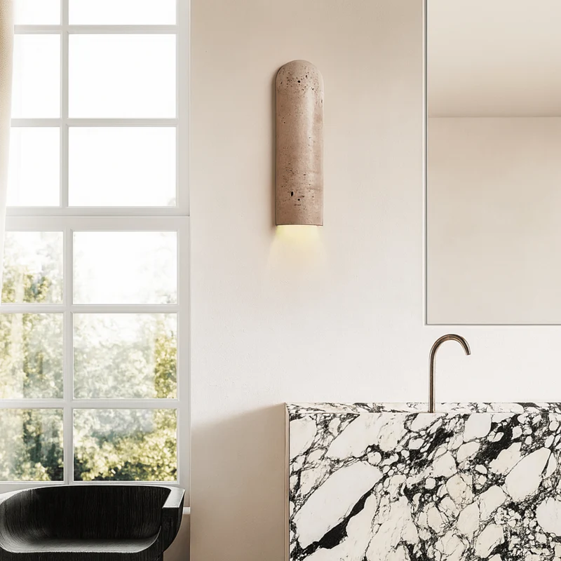 Wandlamp Travertijn Natuursteen met LED G9 Beige Warm Licht Slaapkamer Gang Woonkamer Wandverlichting | Sansoti