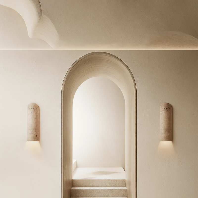 Wandlamp Travertijn Natuursteen met LED G9 Beige Warm Licht Slaapkamer Gang Woonkamer Wandverlichting | Sansoti