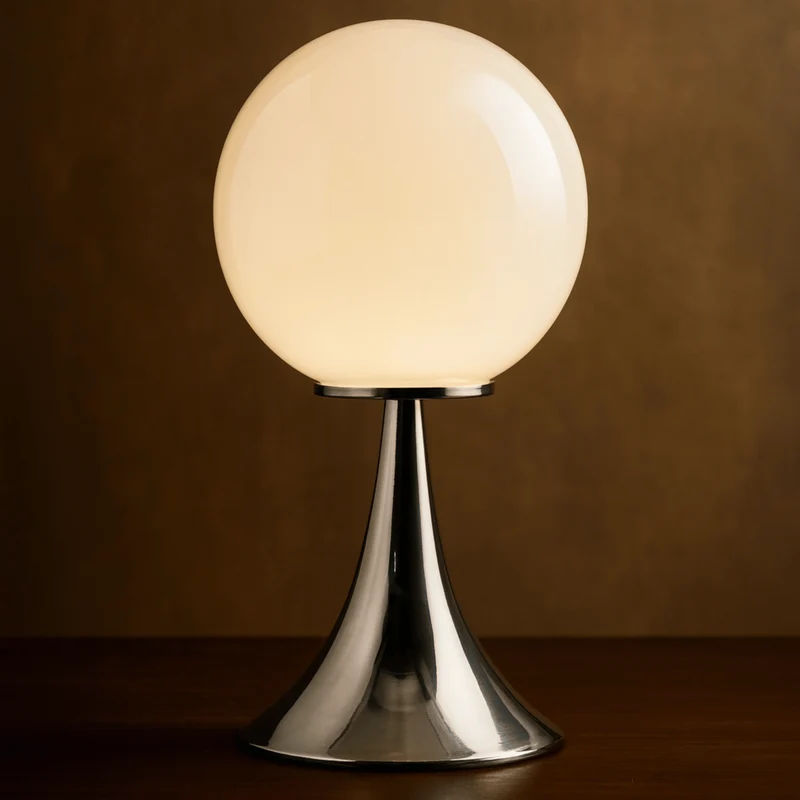 Tafellamp Glazen Bol met Metalen Voet Sfeerverlichting Nachtkastje Slaapkamer Wit Oranje Roze Crème Design | Sansoti