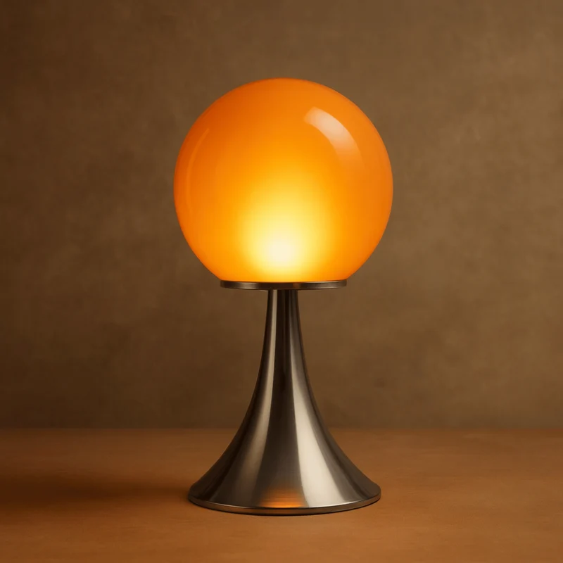 Tafellamp Glazen Bol met Metalen Voet Sfeerverlichting Nachtkastje Slaapkamer Wit Oranje Roze Crème Design | Sansoti