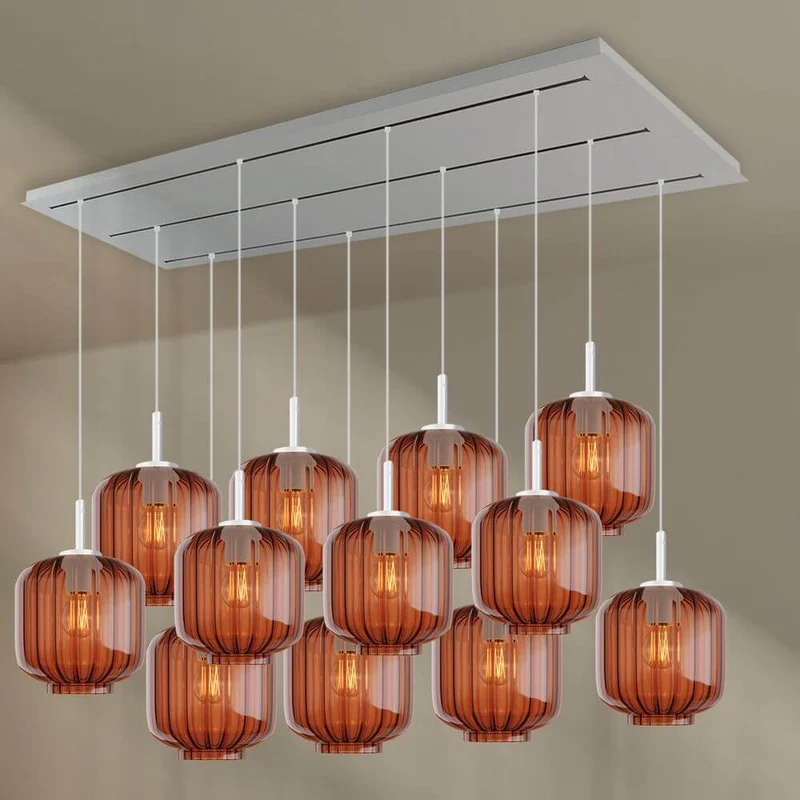s.luce Velo Esstischlampe 12-flammig 200cm 3-reihig Ø 20cm
