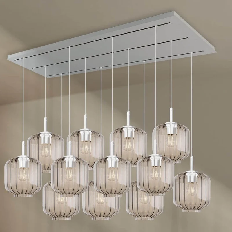 s.luce Velo Esstischlampe 12-flammig 200cm 3-reihig Ø 20cm