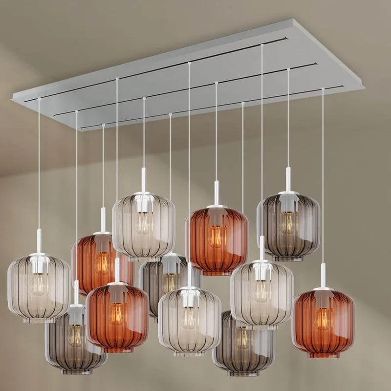 s.luce Velo Esstischlampe 12-flammig 200cm 3-reihig Ø 20cm