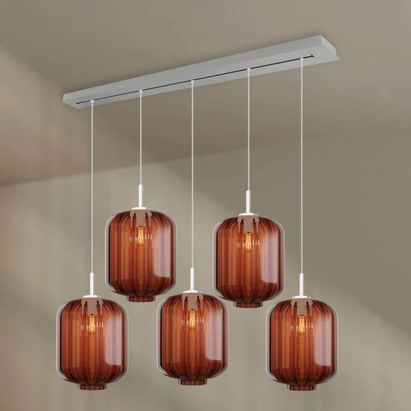 s.luce Velo Esszimmerleuchte 5-flammig Baldachin 160cm Ø 25cm